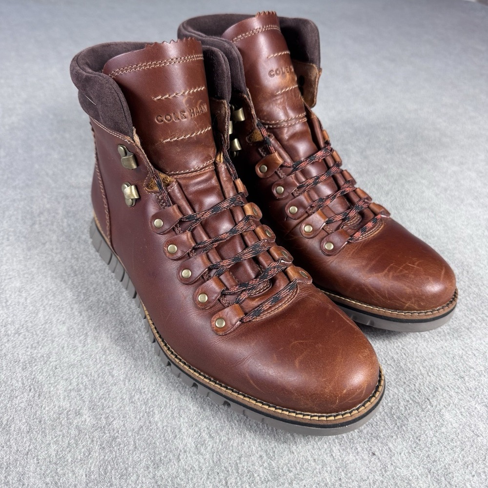 COLE HAAN Boots Hiker Boot Zerogrand British Tan Leather Waterproof Men's 8.5